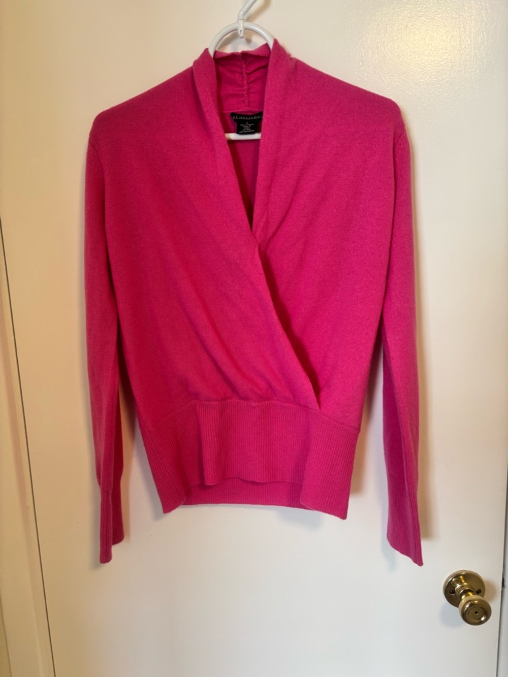Sofia Cashmere Pink Wrap-Front Women's Sweater
